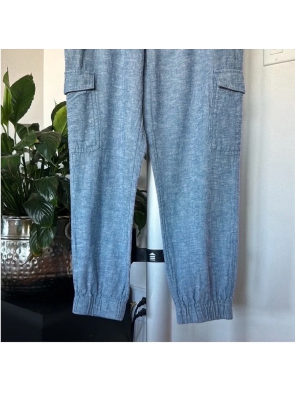 Banana Republic Linen Blend Cargo Style Joggers/pants Sz S Petite Blue
